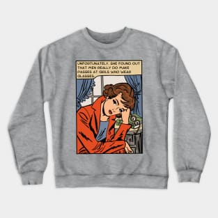 Comic Woman Wears Glasses Crewneck Sweatshirt